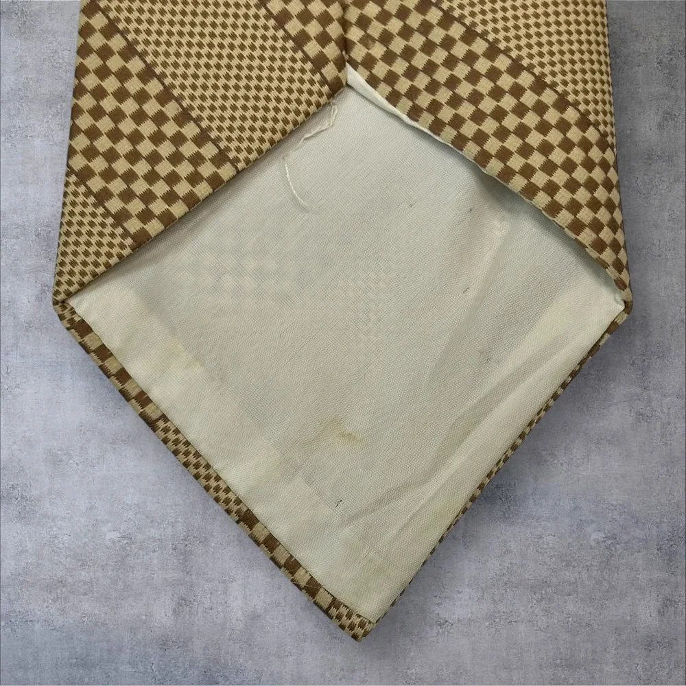 Lord Copley Vintage Silk Tie Tan Brown‎ Geometric Wide 4